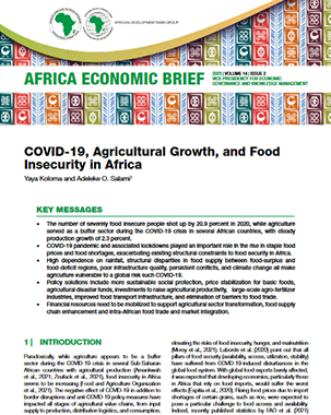 Africa economic brief COVID-19, Agricultural Growth, And Food Insecurity in Africa title=