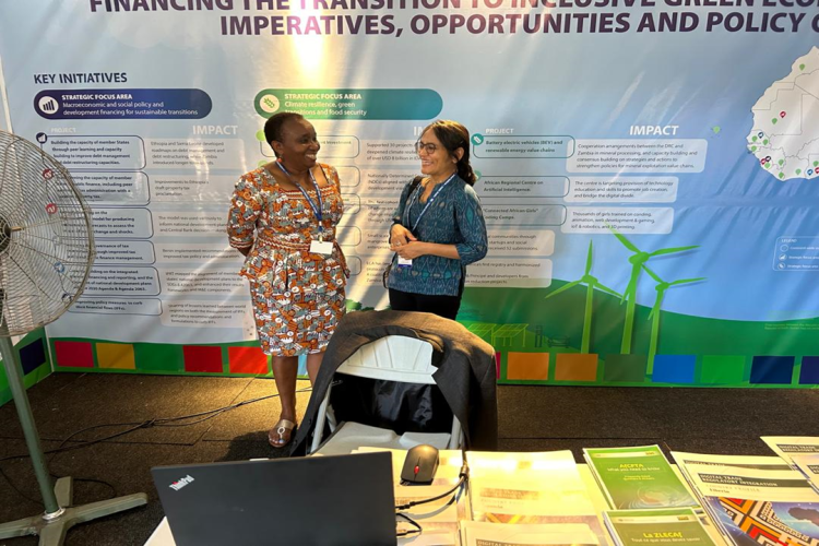 Irene Onyancha, ECA Chief Knowledge Management Officer with  Sweta Saxena, ECA Chief of Staff at Knowledge Fair