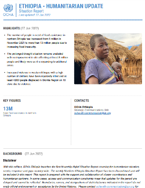 Ethiopia - Humanitarian Update Situation Report, 27 Jun 2022 title=