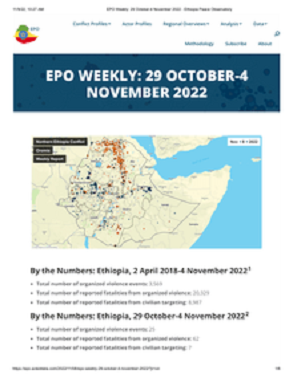 Ethiopia Peace Observatory Weekly: 29 October - 4 November 9, 2022 title=