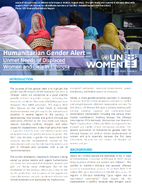 Humanitarian Gender Alert – Unmet Needs of Displaced Women and Girls in Ethiopia (August 2022 – Issue 2) title=