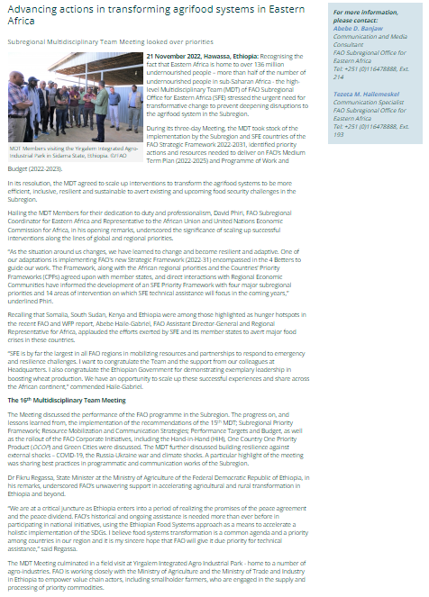 Advancing actions in transforming agrifood systems in Eastern Africa title=