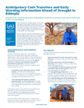 Anticipatory Cash Transfers and Early Warning Information Ahead of Drought in Ethiopia title=