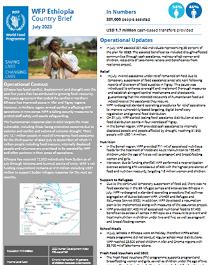 WFP Ethiopia Country Brief, July 2023 title=