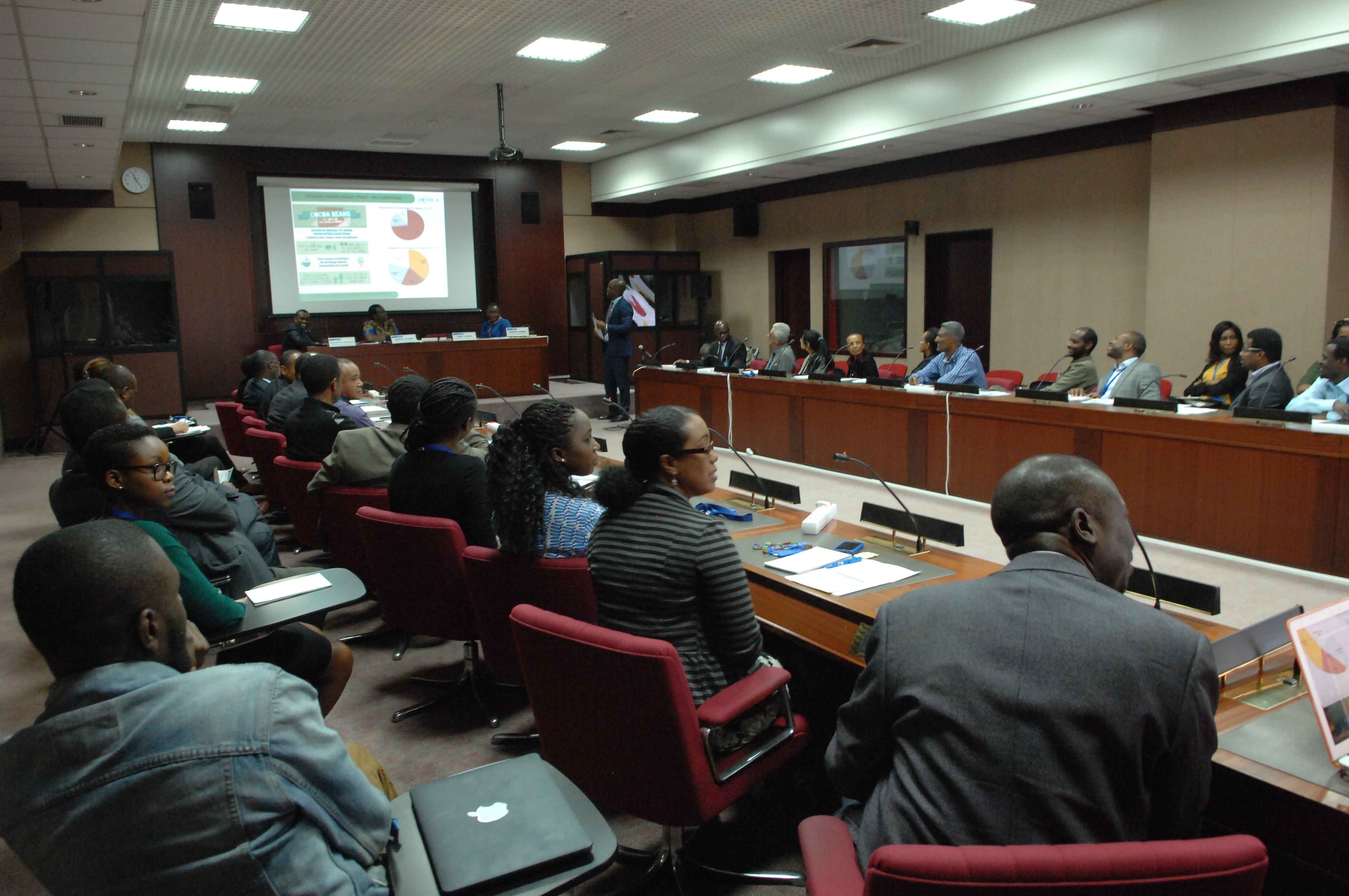 “Book Talk” knowledge sharing event: A book talk in session at the United Nations Conference Centre. Photo © ECA