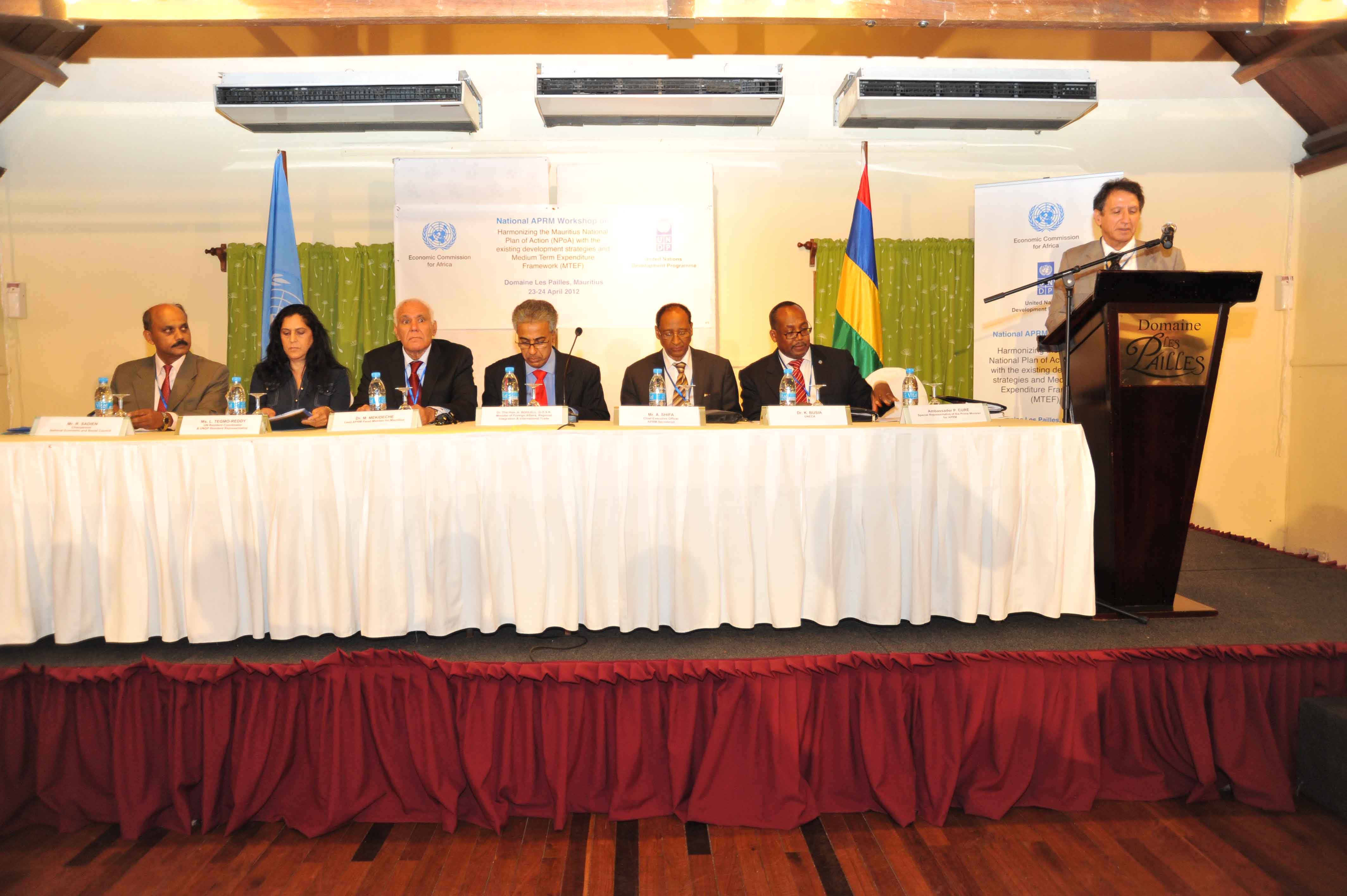 National African Peer Review Mechanism APRM Workshop on “Harmonizing the Mauritius National Plan of Action (NPoA) with the existing development strategies and Medium-Term Expenditure Framework (MTEF)”, held in Mauritius, 23 and 24 April 2012. Photo © ECA