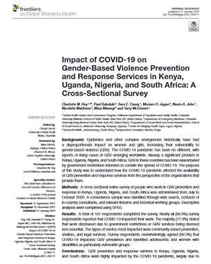 Impact of COVID-19 on Gender-Based Violence Prevention and Response Services in Kenya, Uganda, Nigeria, and South Africa: A Cross-Sectional Survey January 2022