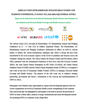 Report on the Side Event on the Role of Community Health Workers and Volunteers in the Attainment of Universal Health Coverage and Health Security in Africa title=