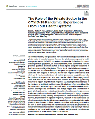 The Role of Contextual Factors in Private Sector Engagement: A Case Study of Private Sector Contribution to COVID-19 Mitigation in Nigeria title=