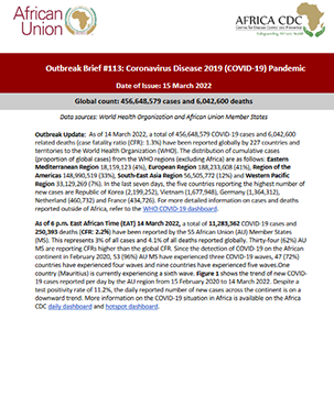 Outbreak Brief 113: Coronavirus Disease 2019 (COVID-19) Pandemic title=