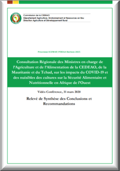Consultation Régionale des Ministres en charge de l’Agriculture et de l’Alimentation de la CEDEAO, de la Mauritanie et du Tchad, sur les impacts du COVID-19 et des nuisibles des cultures sur la Sécurité Alimentaire et Nutritionnelle en Afrique de l’Ouest title=