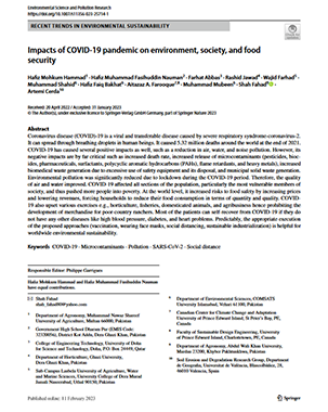Impacts of COVID-19 pandemic on environment, society, and food security title=