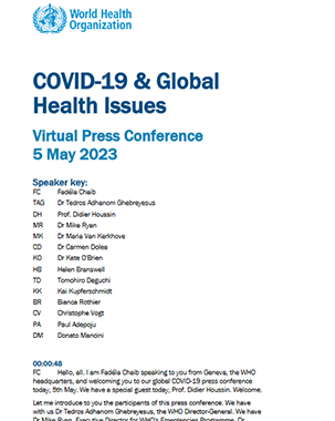 Virtual Press conference on COVID-19 and other global health issues transcript   title=