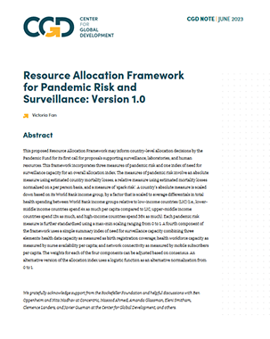 Resource Allocation Framework for Pandemic Risk and Surveillance: Version 1.0 title=