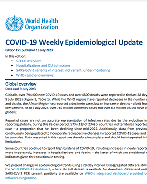 Weekly epidemiological update on COVID-19  title=