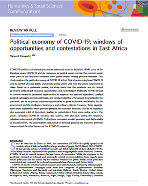 Political economy of COVID-19: windows of opportunities and contestations in East Africa title=