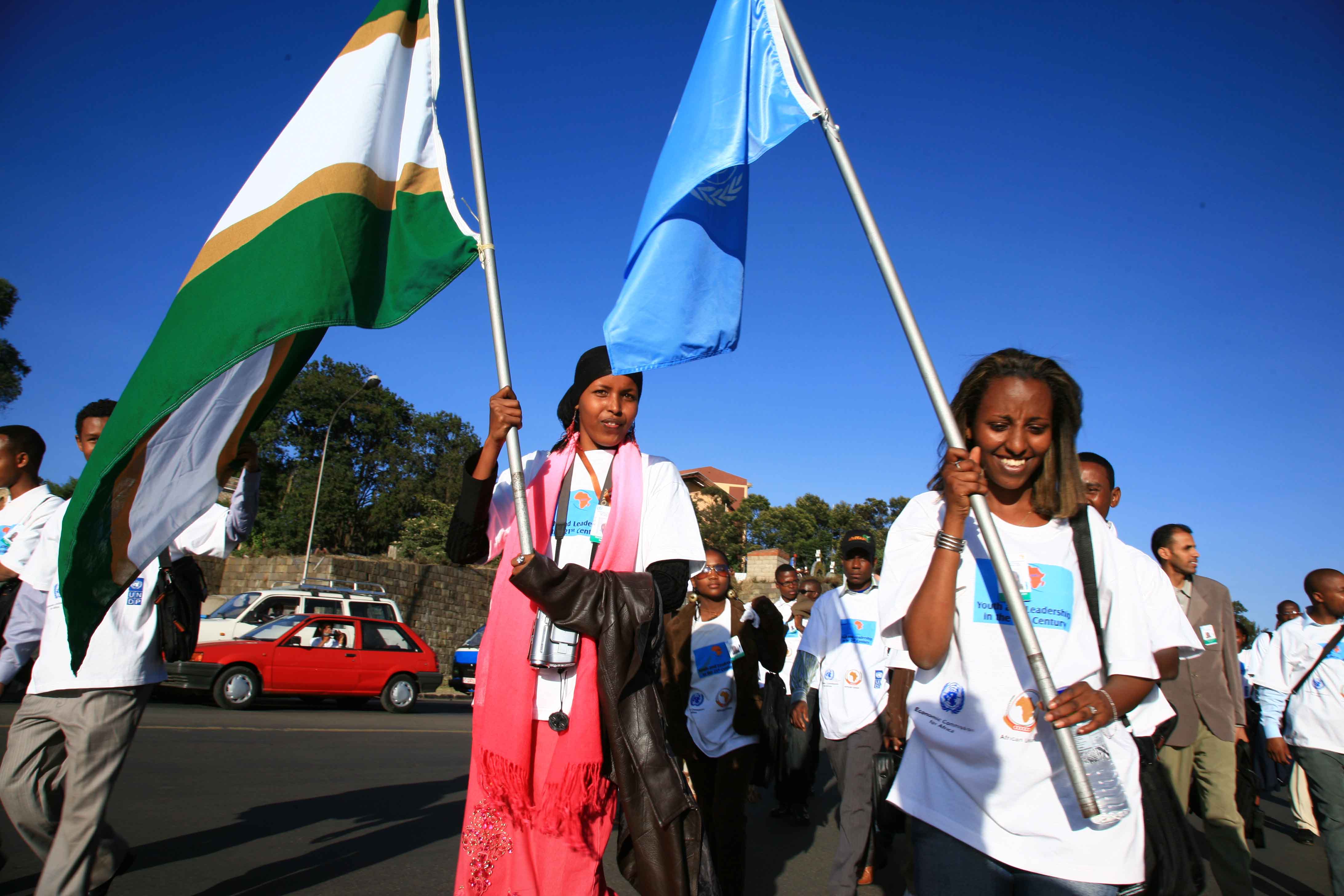 Young people taking part in the fifth African Development Forum in Addis Ababa, Ethiopia in 2005.