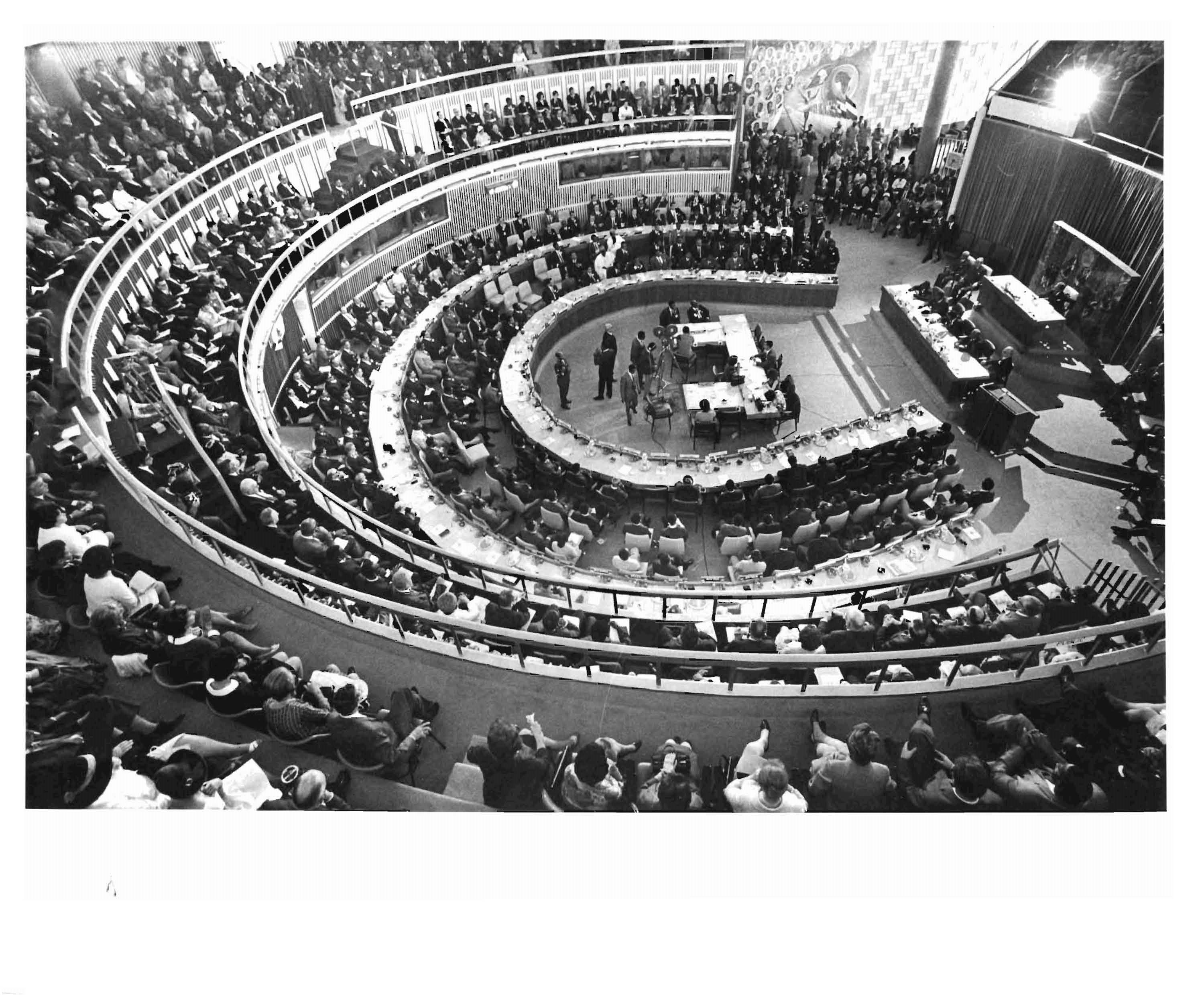 Sixth session of the economic commission for Africa, Africa Hall, February 1964. Sixth session of the economic commission for Africa, Africa Hall, February 1964.