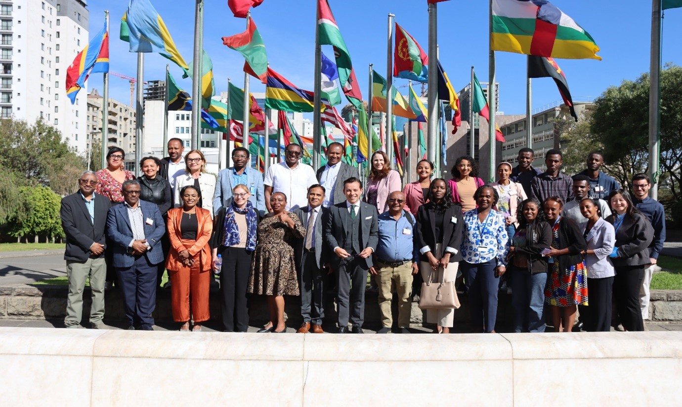 The Deputy Ambassador of Mexico, Isaias Noguez Tinoco, and UN-LINKS members posed for a photo with ECA Library staff and community librarians in Ethiopia.